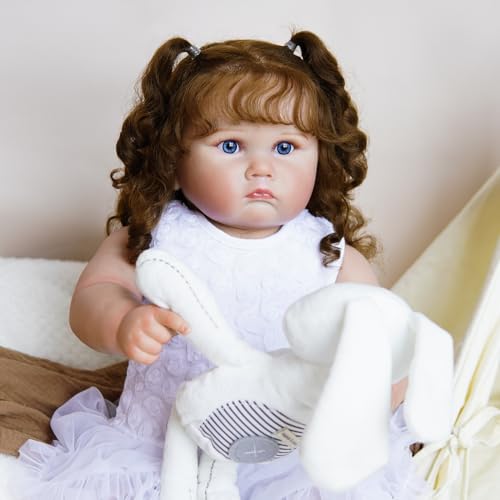 Bebê Reborn Boneca Menina Grandes 65cm Corpo de Pano (60cm Menina Olhos Azuis)