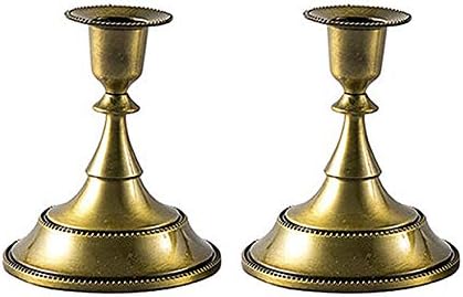 EASYBUY 2PCS Metal Taper Candle Holder,Bronze Candlestick Holder,Candelabra Candle Stand,European Alloy Furnishing Articles for Wedding Home Decor -10x12cm