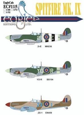 Spitfire Mk IX, Pt 2: Wally McLeod RCAF + others (1/32 decals, EagleCals 32115)