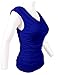 Me and Young Ruched Cowl Neck Ruched Side Top Sleeveless Jersey Tank Royal XL