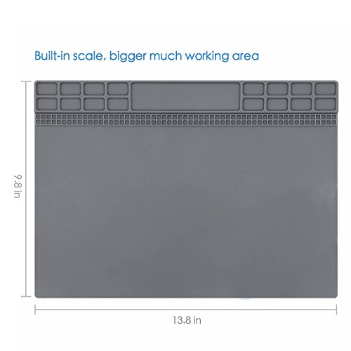 Soldering Mat Silicone Heat Resistant 932°F Electronics Repair for Heat Gun Repair mat for iPhone Circuit Board 13.8 x 9.8 Inches (Grey)