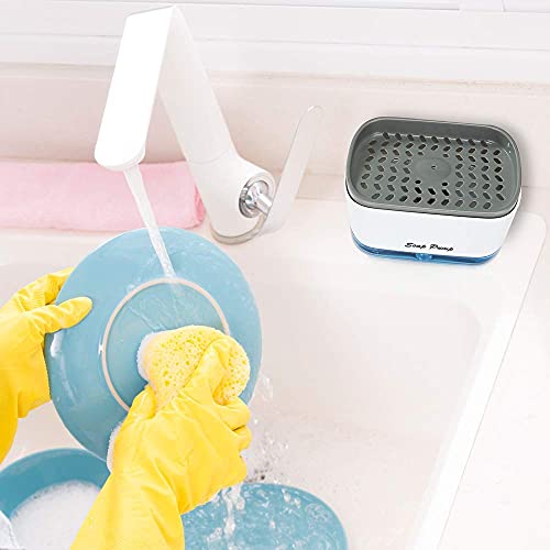 Dish Soap Dispenser for Kitchen, 2 in 1 Soap Pump Dispenser with Sponge Holder, Sink Kitchen Soap Dispenser