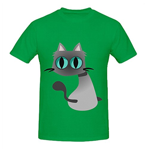 Grey Dient Cat Mens Crew Neck Short Sleeve T Shirt Green