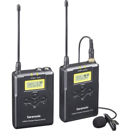 Saramonic UwMic15 16-Channel Digital UHF Wireless Lavalier Microphone System, Includes TX15 Bodypack Transmitter and RX15 Portable Receiver
