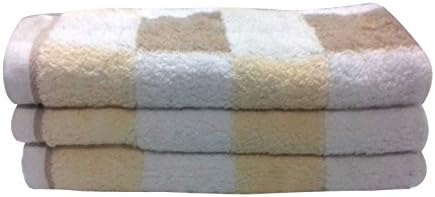 Livingston Home Luxurious 3-Piece Beige Block Hand Towel Set, Small