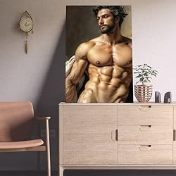 HMLZSJ Nude Muscle Male Torso Portrait Art Gay