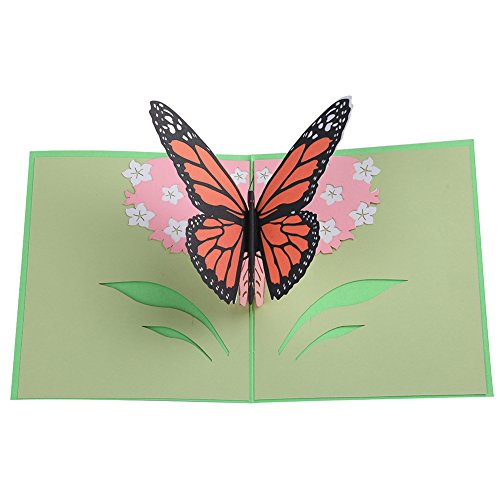 Butterfly Pop Up Card with extra note card & Envelop, Fitosy 3D Card Greeting Card Birthday Card Anniversary Card, Perfect Paper Art & Handicrafts for Sister Mom Wife Kids Boy Girl Friend