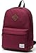 VASCHY Unisex Classic Lightweight Water-resistant Campus School Backpack for Women Travel BackPack Burgundy Fits 15.6Inch Laptop