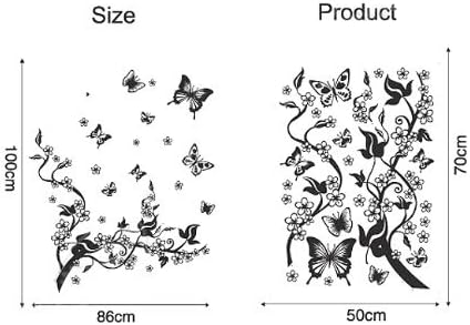 Mordern House Removable Decal Sticker - Plum Blossom Tree Branch and Flying Butterflies