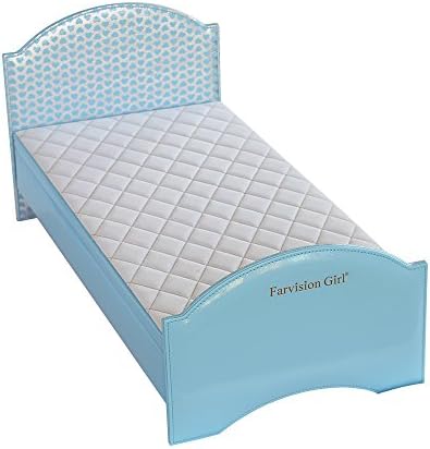 Doll Bed For American Girl Doll, 18'' Doll Furniture,up to 19'' Doll,Multifunction 2 in 1 Removable Girls Boys Doll Bed Bedding Playhouse Leather Mirror Storage Organize Case Box Dolls Beds (Blue)