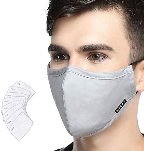Lyanty Anti Pollution Mask Military Grade N99 Mask Washable Cotton Mouth Masks Replaceable Filter (One Mask + 8 filters) (Medium, light gray)