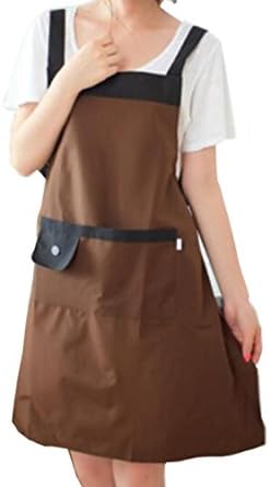 Simple Fashion Waterproof and Oilproof Adult Kitchen Bib Aprons Adjustable Waist Ties (Coffee)
