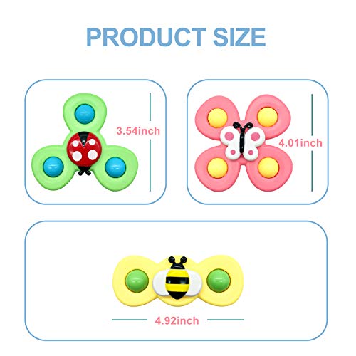 4pcs Learning Toys,2 Pink & 2 Yellow Baby Bath Toy Rotating Suction Cup Spinner Top Toy Early Learner Animal Toy Puzzle Table Sucker Gameplay Safe Interesting for Kid Girl Boy