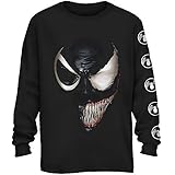 Marvel Venom Half Spider-Man Spiderman Avengers Villain Comic Book Adult Mens Graphic Long Sleeve T-Shirt Apparel (Black, X-Large)