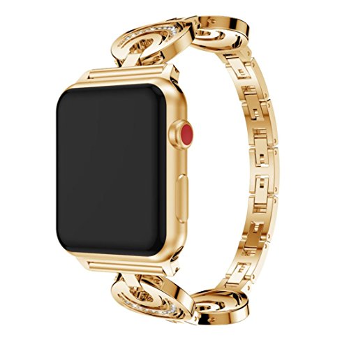 Fashion Women Sun Moon Crescent Crystal Bracelet Band Strap for Apple Watch 1/2/3 42mm (Gold) - Thumbnail 3