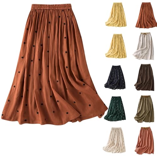 Summer Skirts for Women UK Skirts for Women UK Vintage Floral Printed Boho Maxi Skirt with Pockets, Elasticated High Waist A-Line Long Flowy Skirt A Line UK