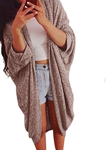 OVERMAL Womens Casual Oversized Knit Sleeve Sweater Coat (ASIA XL = US 10, Khaki)