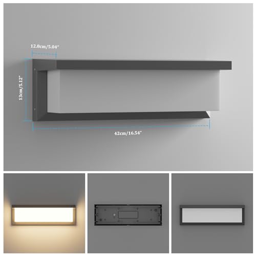 Coinmit Wandleuchten 2 Piece LED Outdoor Wall Light 36 W 3000 K 3500LM IP65 Waterproof Aluminium Wall Light for Indoor and Outdoor Patio Balcony Anthracite