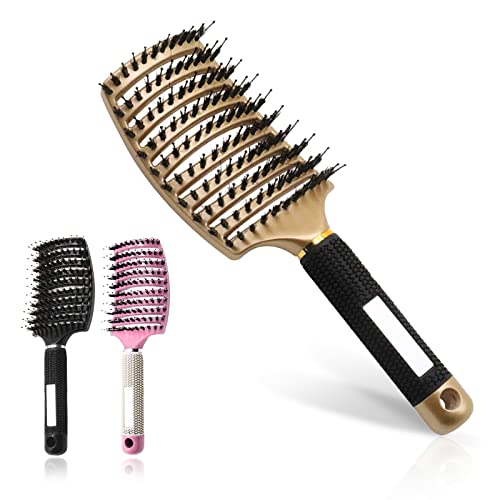 Curved Hair Brush and 3 Packs of 9.8 Inches Hair Brush,Kangsanli
