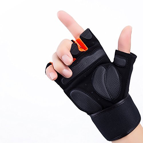 CoolWind Cycling Gloves Half-Fingered Glove Camping Biking Gloves Pad Breathable Lightweight For Riding Mountain Biking Gloves … (Orange, L) - Thumbnail 5