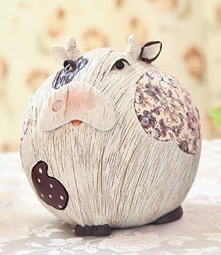 piggy bank savings cashbox money Home cute adorable cow resin couple birthday present
