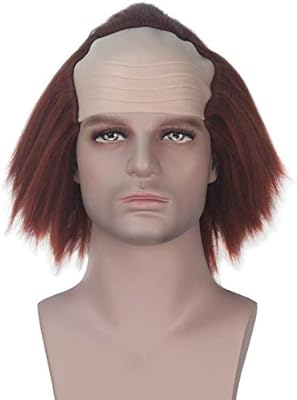 Miss U Hair Men Adult Synthetic Auburn Creepy Clown Bald Wig