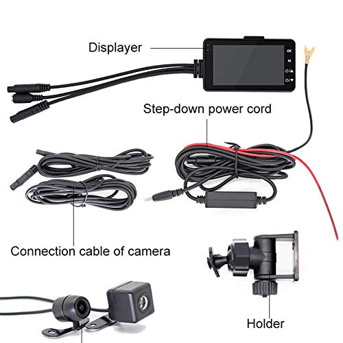 1080P HD Motorcycle Driving Recorder Camera,3 Inch Waterproof Motorcycle Dash Camera Security Action Camera Dual-Track Lens Motor Monitor Double Mirror - Thumbnail 6