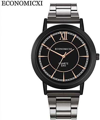 Men's Waterproof Stainless Steel Strap Analog Quartz Round Dial Casual Business Watch