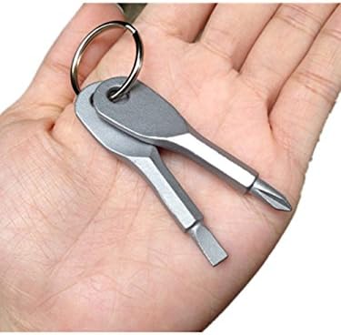 MACHEE EDC Portable Screwdriver Set Tool with Key Ring (Silver)