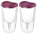 Merlot Red Lid Wine Tumbler, 10oz, 2 Pack - Southern Homewares - Insulated Double Wall Acrylic w/See Through Cup