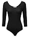 Doublju Scoopneck Rayon & Ribbed Knit Bodysuit For Women With Plus size (Made In USA)