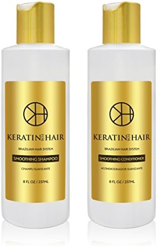 Keratin for Hair Smoothing Sulfate Free Shampoo &amp; Conditioner Set with Complex Vitamins Argan Oil (2x8Oz) Sulfate Free Hair Regrowth Treatment for Hair Loss Frizzy Curly Thinning Hair, Unisex