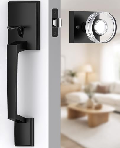 Mensarix Black Front Door Handle No Lock