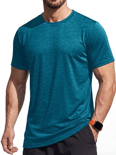 Funktionsshirt Herren Sportshirt Kurzarm Trainingsshirt Atmungsaktiv Laufshirt Wandershirt Männer Regular Fit Fitness Shirts Funktionsshirt Teal M