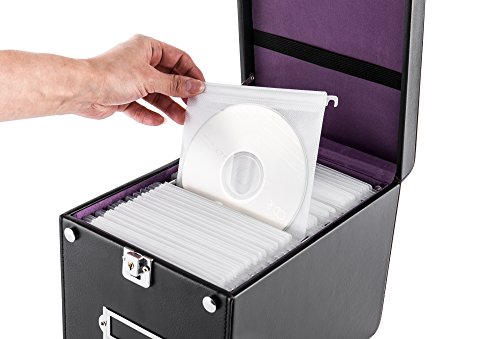 Jack Cube CD Case Storage Box Case Bag DVD Organizer Holder with Hanging Cases and Handle to Carry(Black, 9.45 x 6.8 x 7.1 inches) - :MK216A