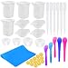 Coopay Silicone Resin Mixing Cups Kit- 100ml Silicone Measuring Cups, Silicone Mixing Cups, Transfer Pipettes, Finger Cots, Silicone Stir Stick and Silicone Mat for Art Making Handmade Craft