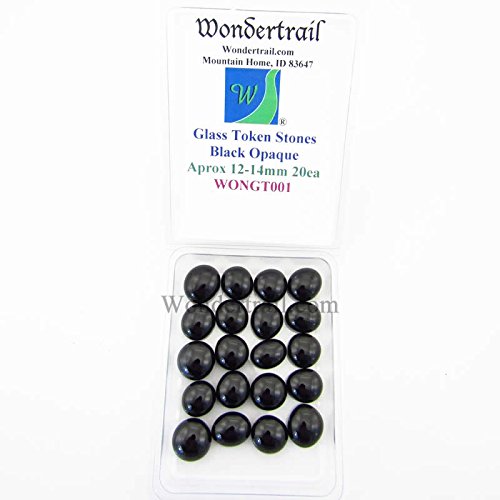 Black Opaque Glass Tokens 12-14mm Aprox .50in Pack of 20 Wondertrail