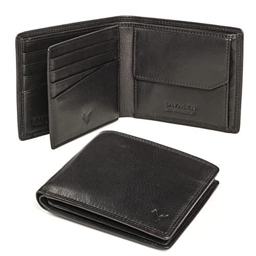 Lavalen® Men's Genuine Leather RFID Wallet with Coin Purse Large Wallet | Handmade RFID Leather Wallet Zipped pocket, space for cards, bills and coins. Makes a great gift.
