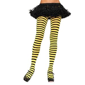 LEG AVENUE 7100 – Ondoorzichtige gestreepte panty, zwart/geel