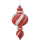 Regency International VP Sugar Peppermint Finial Ornament (Red and White)