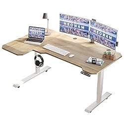 HEONAM 59-Inch L-Shape Standing Desk, Electric