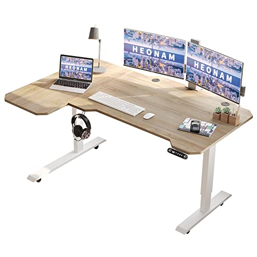 HEONAM 59-Inch L-Shape Standing Desk, Electric