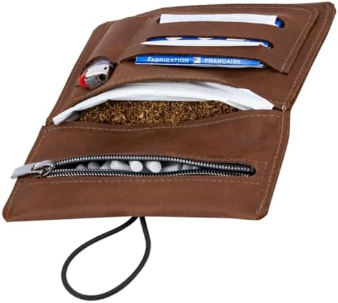 tobacco pouch nearby Amazon.com: Boshiho Genuine Leather Roll Up Tobacco Pouch with Rolling Tip  Paper Holder Slot (Black (M)) : Health & Household