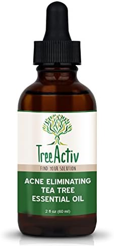 TreeActiv Acne Eliminating Tea Tree Essential Oil | All Natural Blemish Spot Treatment | Men Women and Teens | Treats Mild Moderate Severe Cystic Face Body Back Chest Shoulder Butt Acne | 2 fl oz