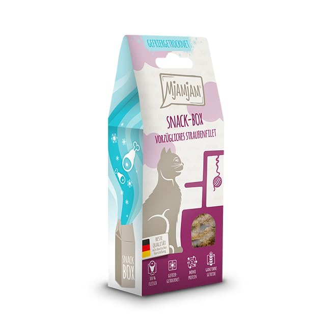 MjAMjAM - Premium Cat Snack - Snack Box - exquisite ostrich fillet, 1 pack (1 x 40 g), natural