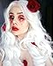 Imstyle Snow White Wig Lace Front Wigs for Women Drag Queen Party Cosplay Natural Silver White Long Fluffy Wavy Body Wave Synthetic Wig Lace Frontal Glueless Wig Cap High Density Heat Resistante Hair