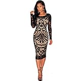 Women Dress, 2017 New Hot Sale Women Sexy Bodycon Bandage Evening Cocktail Party Long Sleeve Lace Dress by Neartime (M, Black)