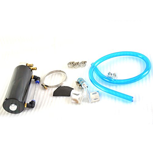 Oil Catch Tank,Universal 750ml Aluminum Round Engine Oil Breather Tank Catch Can Reservoir Kit Black - Thumbnail 6