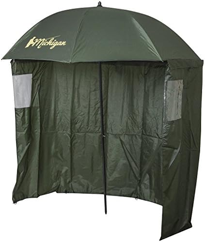 Michigan Fishing Umbrella Top Tilt Sides/Windows Brolly Shelter FREE Carry Bag, Olive Green, 75" 86"