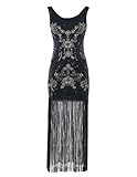 Emust Women's Vintage 1920s Gatsby Sequins Embroidery Tassel Long Flapper Dress